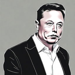 A high-quality, detailed portrait of Elon Musk, CEO of SpaceX and Tesla, in a confident business stance.