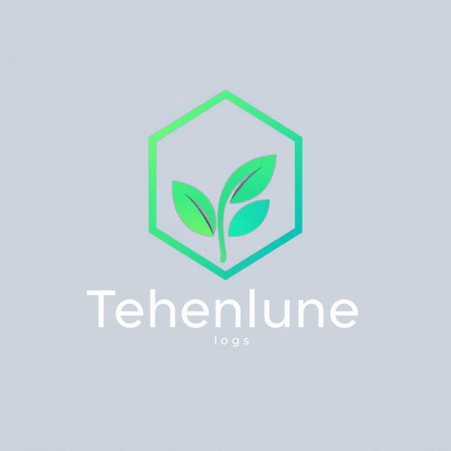 A sleek, modern logo design featuring an abstract shape that combines elements of technology and nature, utilizing a gradient color scheme of teal and green