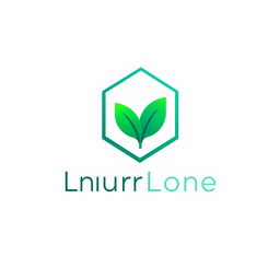A sleek, modern logo design featuring an abstract shape that combines elements of technology and nature, utilizing a gradient color scheme of teal and green