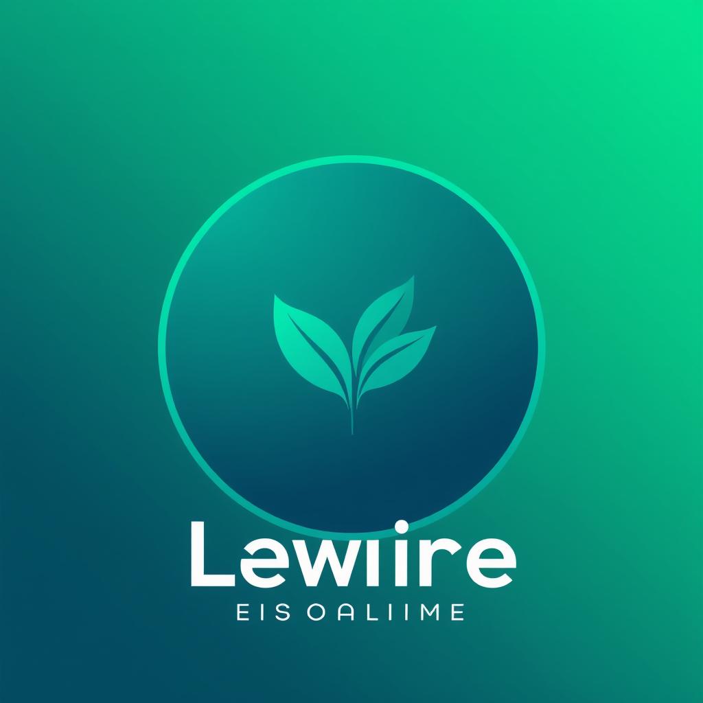 A sleek, modern logo design featuring an abstract shape that combines elements of technology and nature, utilizing a gradient color scheme of teal and green