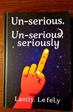 The book cover titled 'Un-serious seriously' features a dramatic night sky filled with twinkling stars and a crescent moon, serving as a backdrop