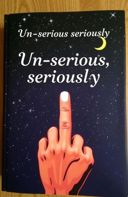 The book cover titled 'Un-serious seriously' features a dramatic night sky filled with twinkling stars and a crescent moon, serving as a backdrop