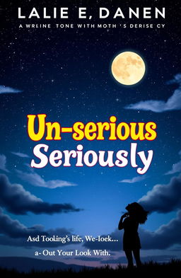 A book cover design for 'Un-serious Seriously', featuring a stunning night sky filled with twinkling stars, a glowing full moon, and soft, wispy clouds