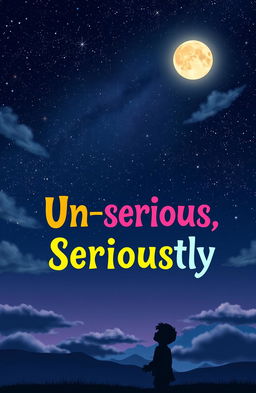 A book cover design for 'Un-serious Seriously', featuring a stunning night sky filled with twinkling stars, a glowing full moon, and soft, wispy clouds