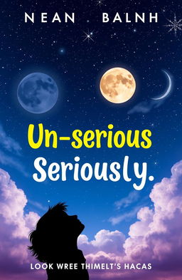 A book cover design for 'Un-serious Seriously', featuring a stunning night sky filled with twinkling stars, a glowing full moon, and soft, wispy clouds