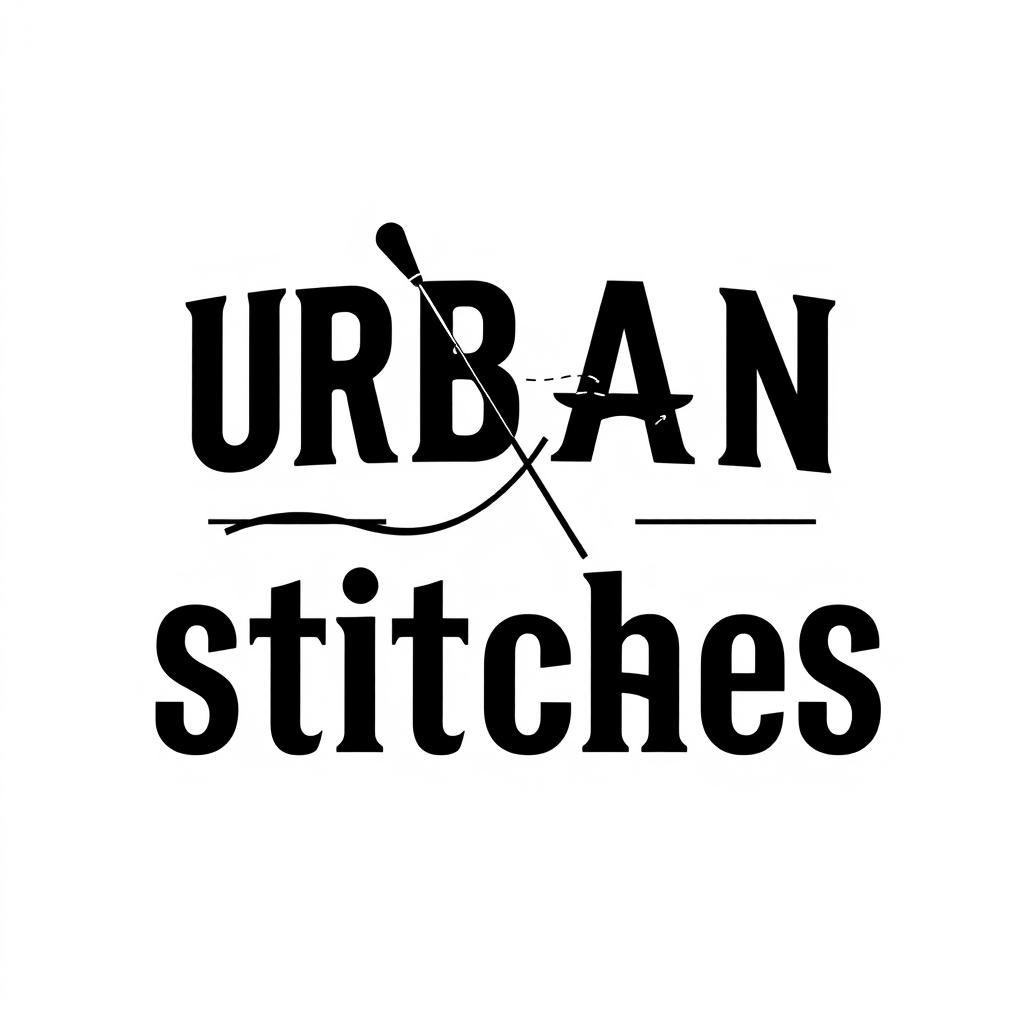 A sleek and modern logo design for 'Urban Stitches', featuring bold typography in black color