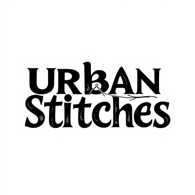 A sleek and modern logo design for 'Urban Stitches', featuring bold typography in black color