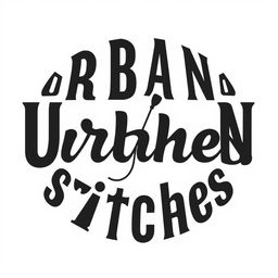A sleek and modern logo design for 'Urban Stitches', featuring bold typography in black color