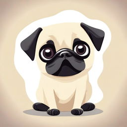 A charming and fluffy pug, adorably drawn with large, wide eyes to show hunger.