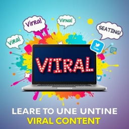 A visually striking thumbnail featuring a laptop or computer screen displaying eye-catching viral text creatively arranged