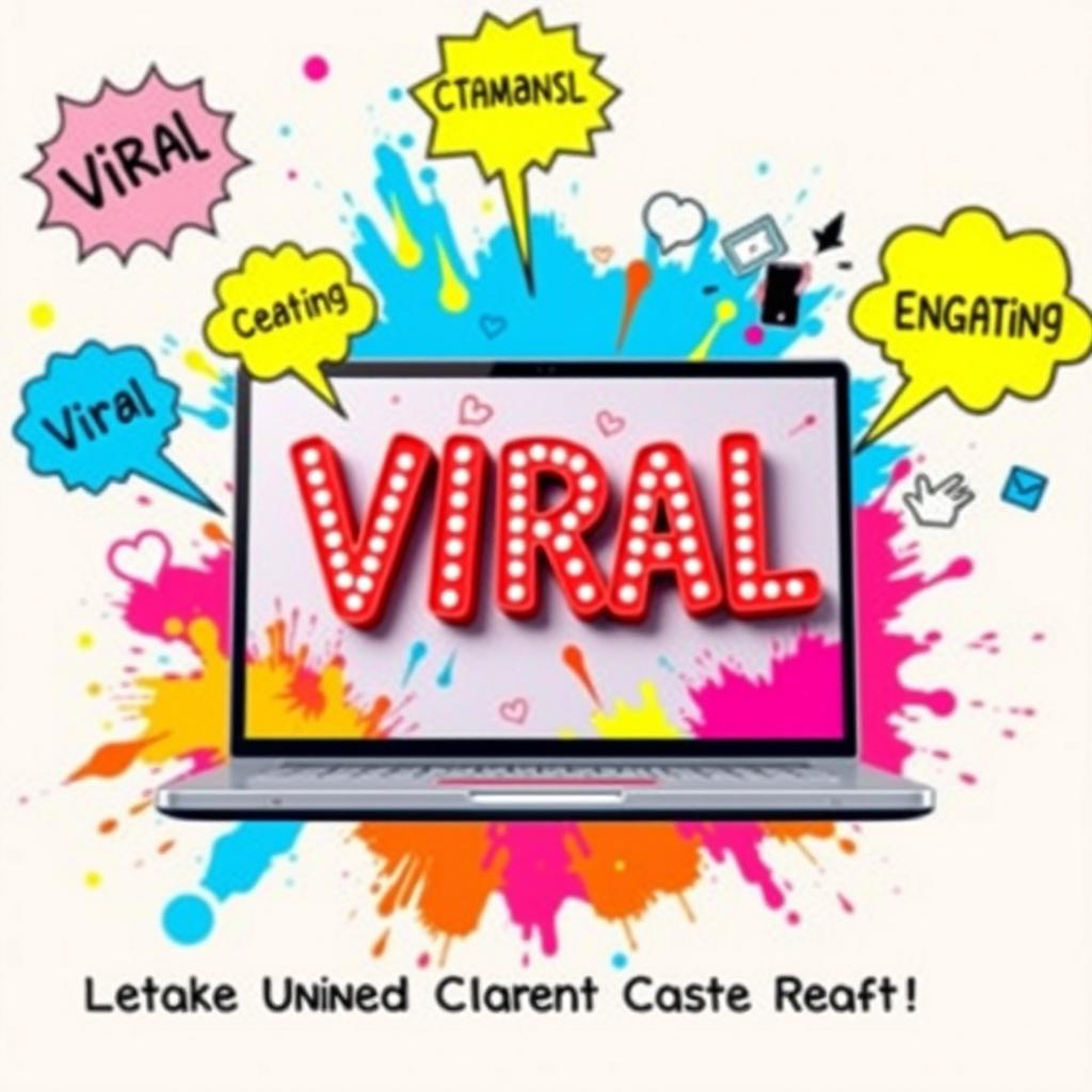 A visually striking thumbnail featuring a laptop or computer screen displaying eye-catching viral text creatively arranged