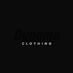 A sleek and modern logo design for 'Dynamo Clothing', featuring the name 'Dynamo' in bold, dynamic typography