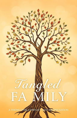 A captivating book cover for a family drama titled 'Tangled Family'