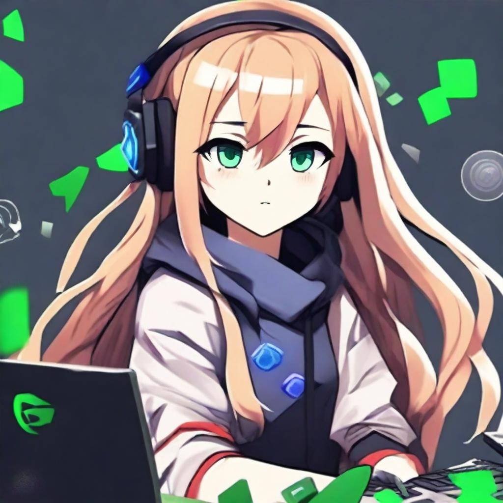 Anime avatar for a girl who plays Dota, showing gaming elements.