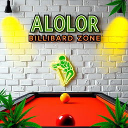 An engaging design featuring the ALOLOR BILLIARD ZONE logo prominently at the top, styled in a Harry Potter-inspired font