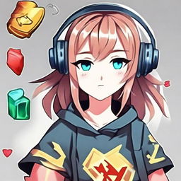 Anime avatar for a girl who plays Dota, showing gaming elements.