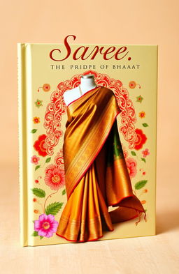 A beautiful and elegant book cover titled 'Saree: The Pride of Bharat'