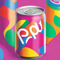 An image representing a soda can called 'Pop', with a colourfully refreshing design sprayed across.