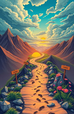A visually striking representation of ambition, illustrated as a winding trail that symbolizes the journey of ups and downs one faces while pursuing goals