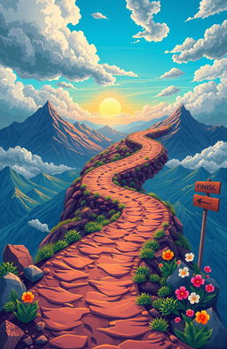 A visually striking representation of ambition, illustrated as a winding trail that symbolizes the journey of ups and downs one faces while pursuing goals