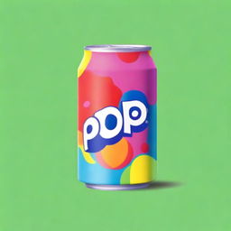 An image representing a soda can called 'Pop', with a colourfully refreshing design sprayed across.