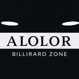 A sleek and modern design featuring the ALOLOR BILLIARD ZONE logo prominently displayed at the top, rendered in either Helvetica or PG Grotesque font for a clean and contemporary look