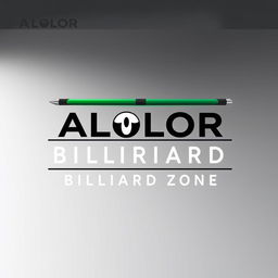 A sleek and modern design featuring the ALOLOR BILLIARD ZONE logo prominently displayed at the top, rendered in either Helvetica or PG Grotesque font for a clean and contemporary look