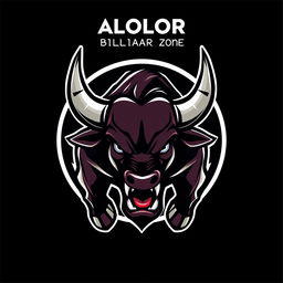 A striking design showcasing the ALOLOR BILLIARD ZONE logo at the top, accompanied by a fierce and dynamic angry bull logo
