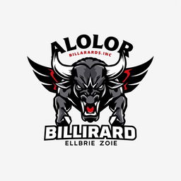 A striking design showcasing the ALOLOR BILLIARD ZONE logo at the top, accompanied by a fierce and dynamic angry bull logo