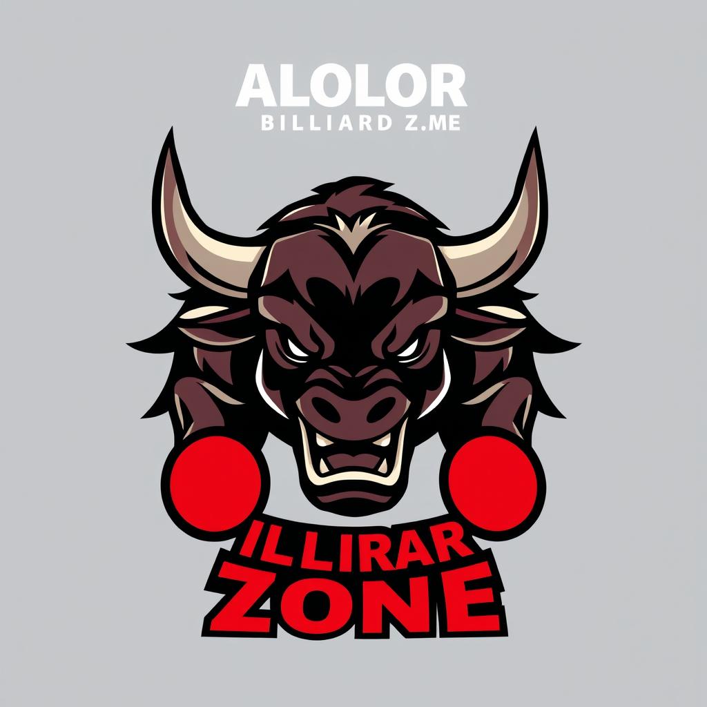 A striking design showcasing the ALOLOR BILLIARD ZONE logo at the top, accompanied by a fierce and dynamic angry bull logo