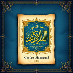 A beautifully illustrated cover of the book titled "Oldest Manuscript of Quran" by Golam Mahammad