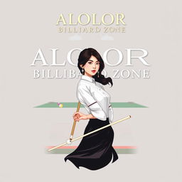 A visually captivating logo design featuring the ALOLOR BILLIARD ZONE prominently at the top