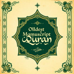 A beautifully detailed and elegant representation of the cover of the book titled 'Oldest Manuscript of Quran' by Golam Mahammad