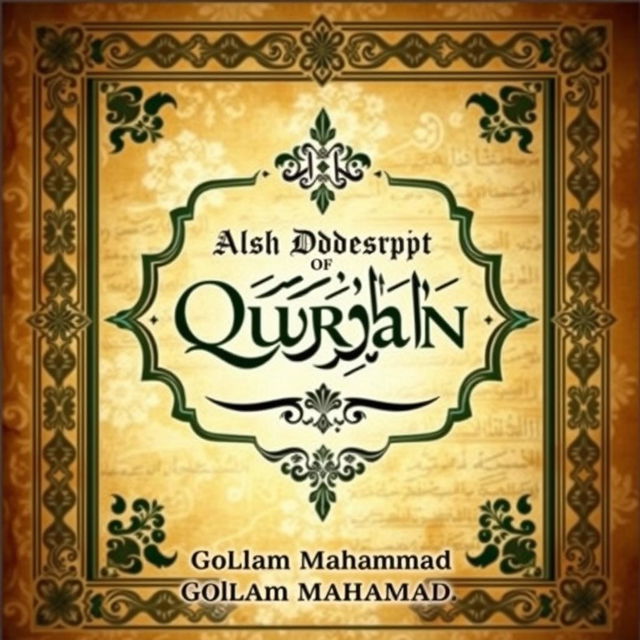 A captivating book cover design for 'The Oldest Manuscript of Quran' by Golam Mahammad