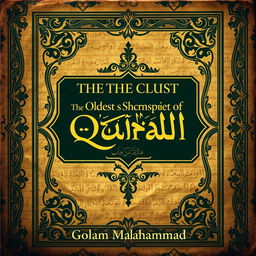 A captivating book cover design for 'The Oldest Manuscript of Quran' by Golam Mahammad