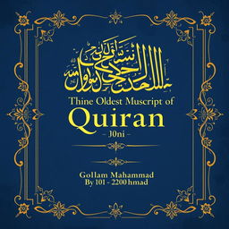 A beautifully illustrated book cover for 'The Oldest Manuscript of Quran' by Golam Mahammad