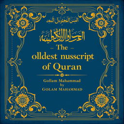 A beautifully illustrated book cover for 'The Oldest Manuscript of Quran' by Golam Mahammad