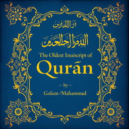 A beautifully illustrated book cover for 'The Oldest Manuscript of Quran' by Golam Mahammad