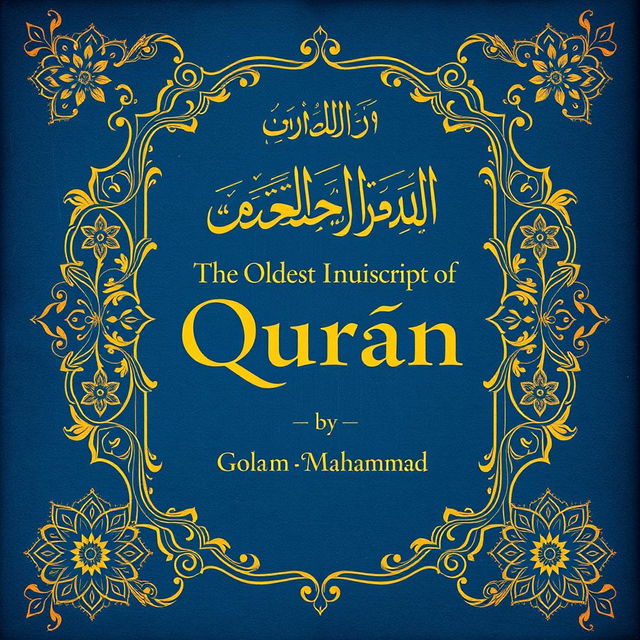 A beautifully illustrated book cover for 'The Oldest Manuscript of Quran' by Golam Mahammad