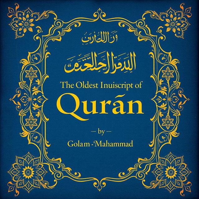 A beautifully illustrated book cover for 'The Oldest Manuscript of Quran' by Golam Mahammad