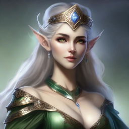 A captivating female elven sorcerer engaged in battle, casting entrancing spells with effortless elegance.