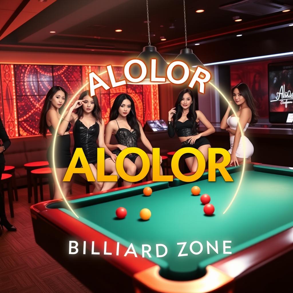 A striking logo design featuring ALOLOR BILLIARD ZONE prominently at the top, beautifully illuminated and eye-catching