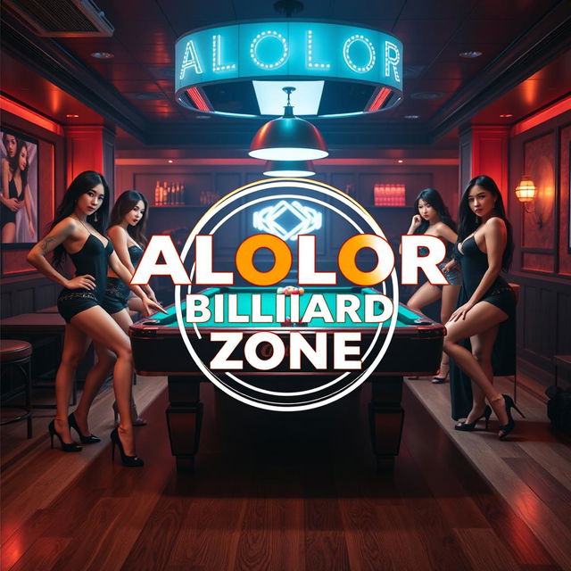 A striking logo design featuring ALOLOR BILLIARD ZONE prominently at the top, beautifully illuminated and eye-catching