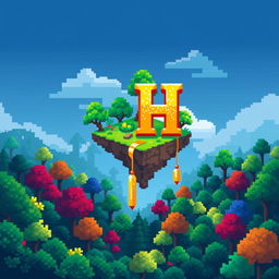 A 32x32 pixel art icon featuring the letters 'B' and 'H' in a shimmering gold color, cascading elegantly across the background
