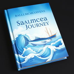 A beautifully illustrated book cover for 'Salmocean Journey', showcasing an enchanting palette of blue hues