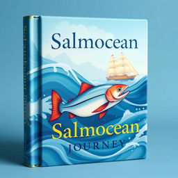 A beautifully illustrated book cover for 'Salmocean Journey', showcasing an enchanting palette of blue hues