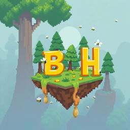 A 32x32 pixel art icon featuring the letters 'B' and 'H' in a bright yellow color, cascading charmingly across the image