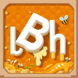 A 32x32 pixel art icon featuring the letters 'B' and 'H' in a bright white color, cascading dynamically across the design