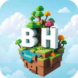 A 512x512 icon designed in an animated style featuring the letters 'B' and 'H' cascading dynamically across the image