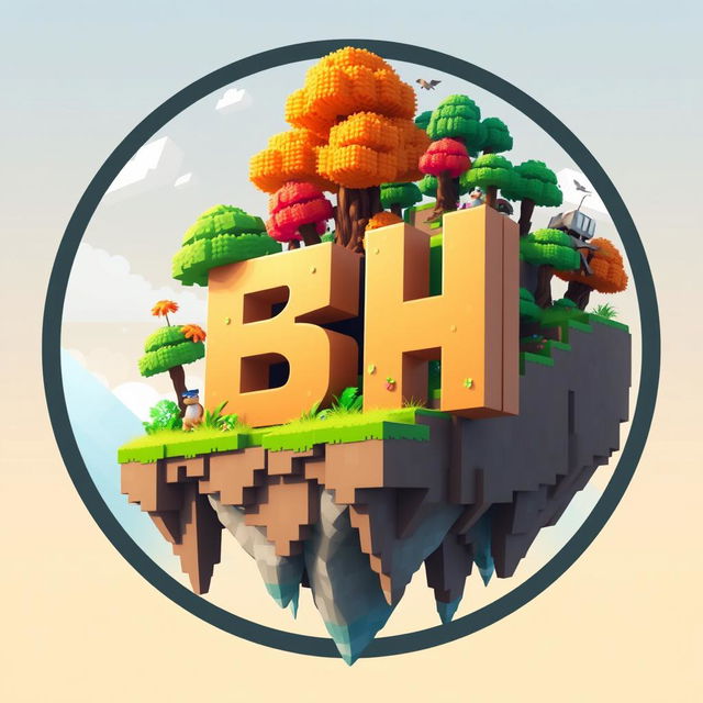 A 512x512 icon designed in an animated style featuring the letters 'B' and 'H' cascading dynamically across the image